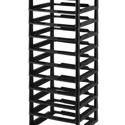 10-Tier Plastic Storage Organizer with Top Tray, Black Frame