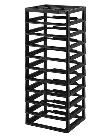 10-Tier Plastic Storage Organizer with Top Tray, Black Frame
