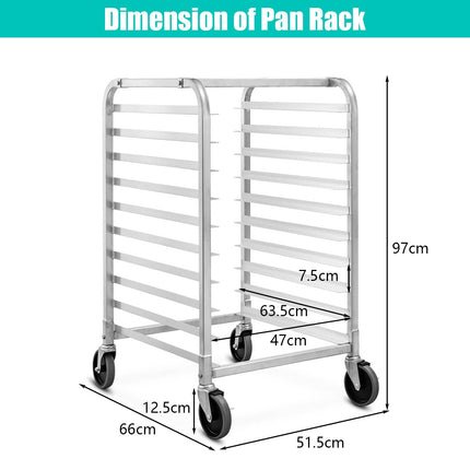 10-Tier Sheet Pan Rack, Aluminum, Locking Casters