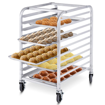 10-Tier Sheet Pan Rack, Aluminum, Locking Casters