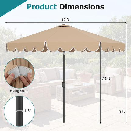 10 ft Patio Umbrella, Push-Button Tilt, Crank, Vented