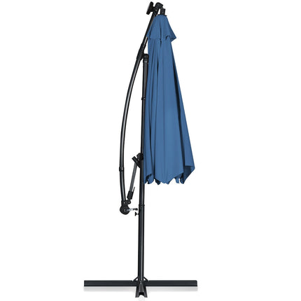 10ft Solar LED Offset Patio Umbrella – 360 Rotation, Blue