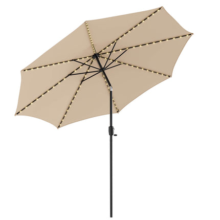 10 ft Solar LED Patio Umbrella, Crank Tilt, Beige