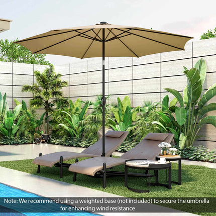 10 ft Solar LED Patio Umbrella, Crank Tilt, Beige