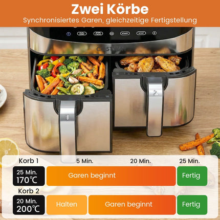 10-in-1 Dual Zone Air Fryer, 8L Capacity, Touchscreen