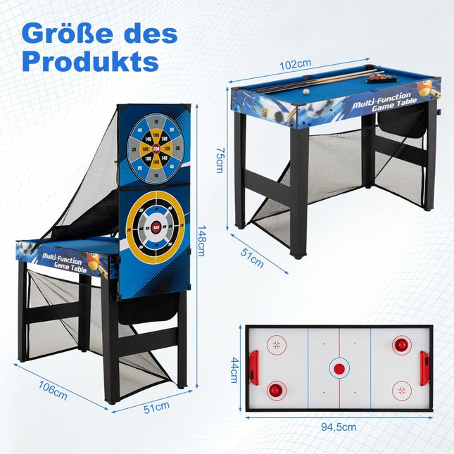 10-in-1 Multi-Game Table Set with Billiards, Hockey, Table Tennis