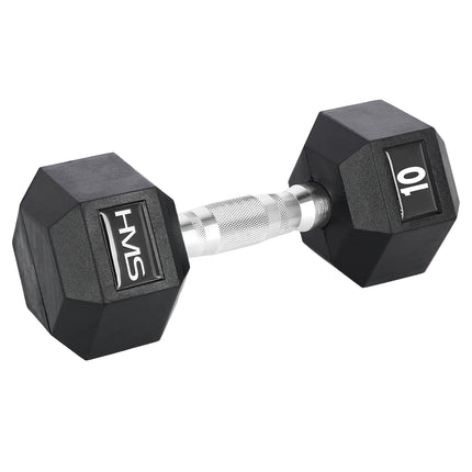 10 kg Hex Dumbbell – Rubber Coated, Steel Handle