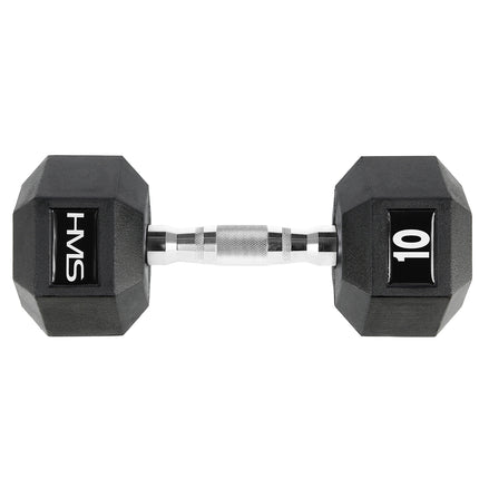 10 kg Hex Dumbbell – Rubber Coated, Steel Handle