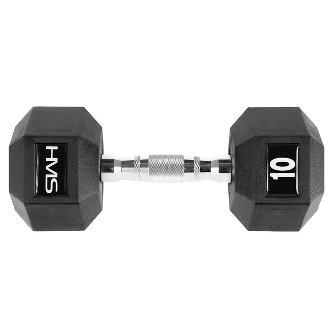 10 kg Hex Dumbbell – Rubber Coated, Steel Handle