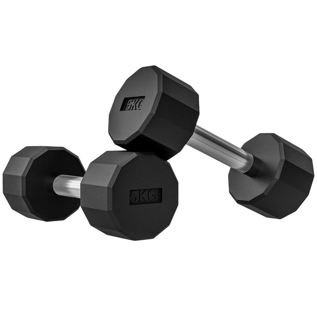 10 kg metal dumbbell set, non-slip, set of 2, black