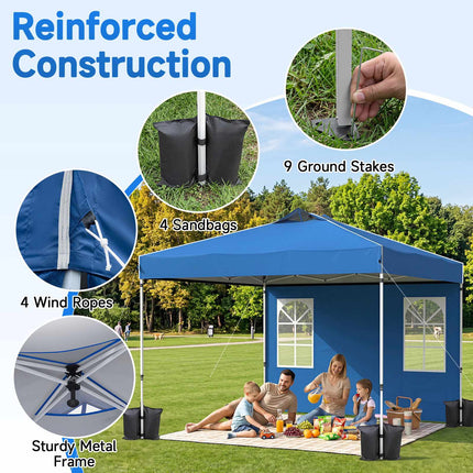 10 x 10 FT Waterproof Pop Up Canopy Tent with Sidewalls