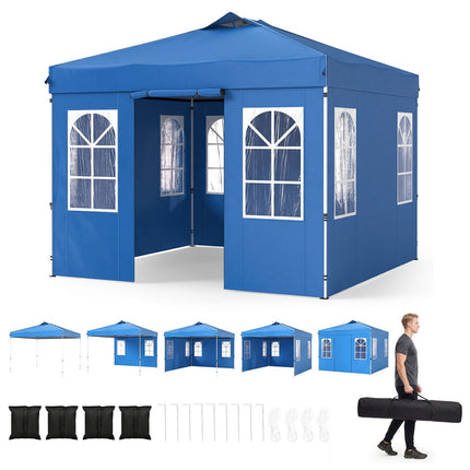 10 x 10 FT Waterproof Pop Up Canopy Tent with Sidewalls