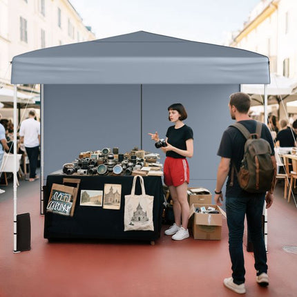 10x10 Pop Up Canopy Tent With 4 Sidewalls, Gray
