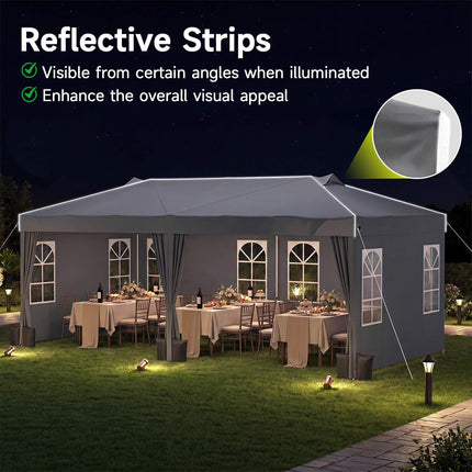 10 x 20 FT Pop Up Canopy Tent with 6 Sidewalls, Adjustable Height
