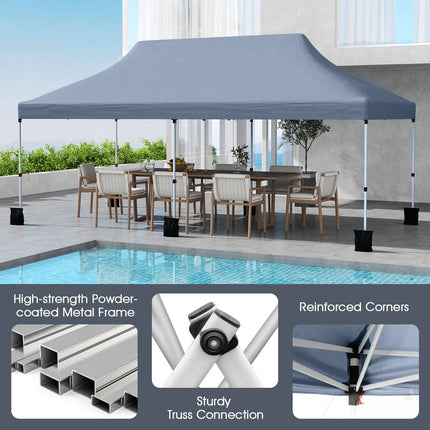 10x20 Pop-Up Canopy Tent, Adjustable Height, Carry Bag