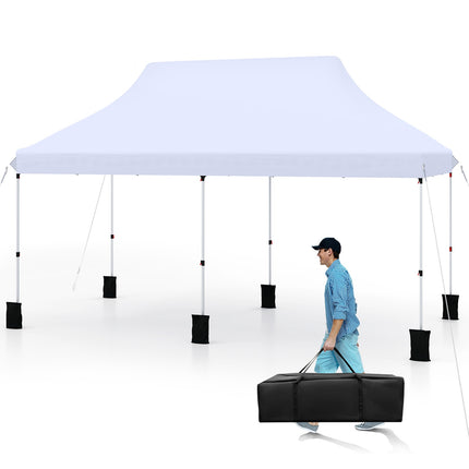 10x20 Pop Up Canopy Tent – Adjustable Height, Carry Bag, White