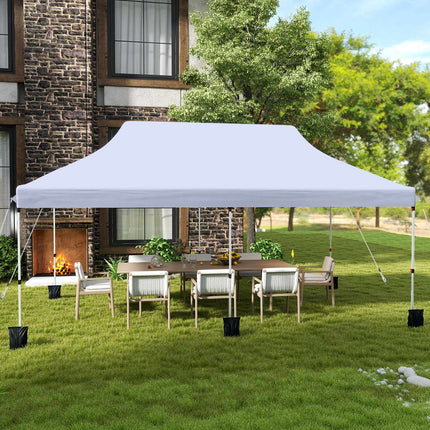 10x20 Pop Up Canopy Tent – Adjustable Height, Carry Bag, White