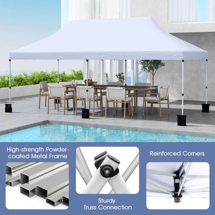 10x20 Pop Up Canopy Tent – Adjustable Height, Carry Bag, White