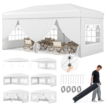 10x20 Pop-Up Canopy Tent With 6 Sidewalls, Wheeled Bag