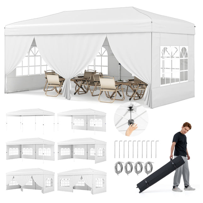 10x20 Pop-Up Canopy Tent With 6 Sidewalls, Wheeled Bag