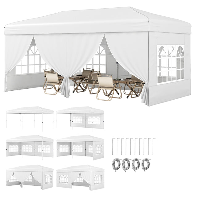 10x20 Pop-Up Canopy Tent With 6 Sidewalls, Wheeled Bag