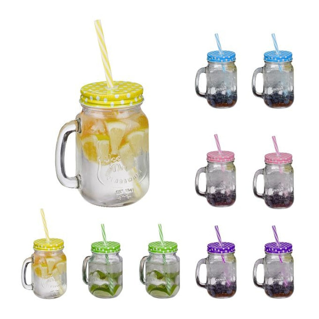 10x Kleurrijke drinkglazen met deksels