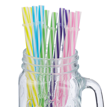 10x Colourful Drinking Glasses with Lids