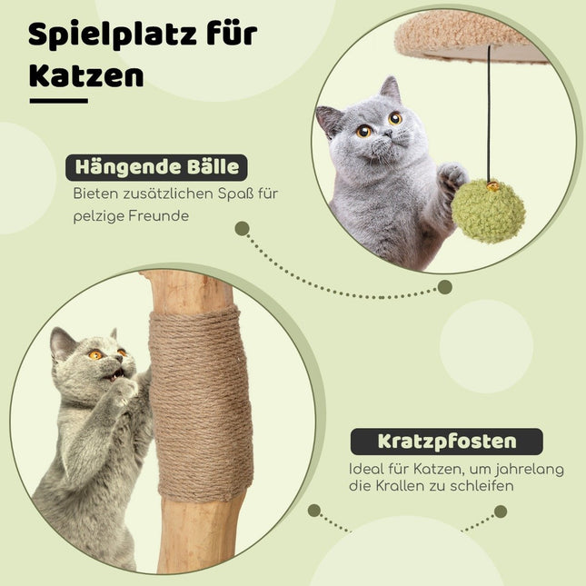 110 cm large wooden scratching post cat tower with padded seat house scratching post green 79 x 60 x 110 cm