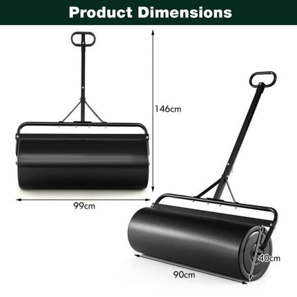 113L Fillable Push-Tow Lawn Roller, Powder-Coated Metal