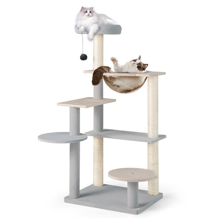 113cm High Modern Scratching Post with Removable & Padded Viewing Platform Climbing Tree