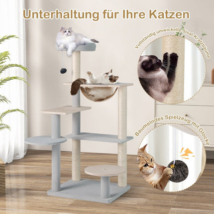 113cm High Modern Scratching Post with Removable & Padded Viewing Platform Climbing Tree
