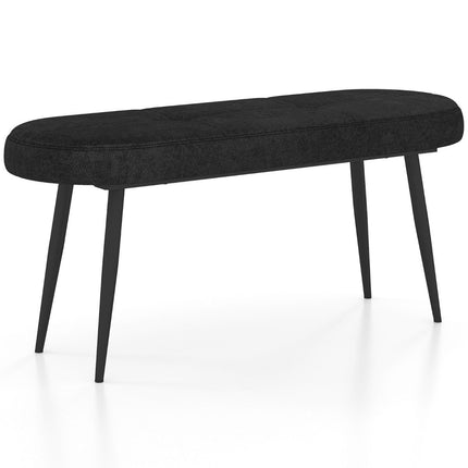 113 cm bench with cushions &amp; Metal legs upholstered bench ottoman up to 300 kg load capacity black