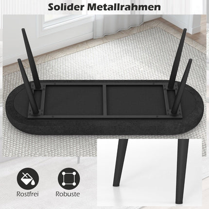 113 cm bench with cushions &amp; Metal legs upholstered bench ottoman up to 300 kg load capacity black