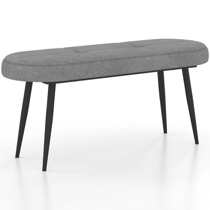 113 cm bench with cushions &amp; Metal legs upholstered bench ottoman up to 300 kg load capacity grey