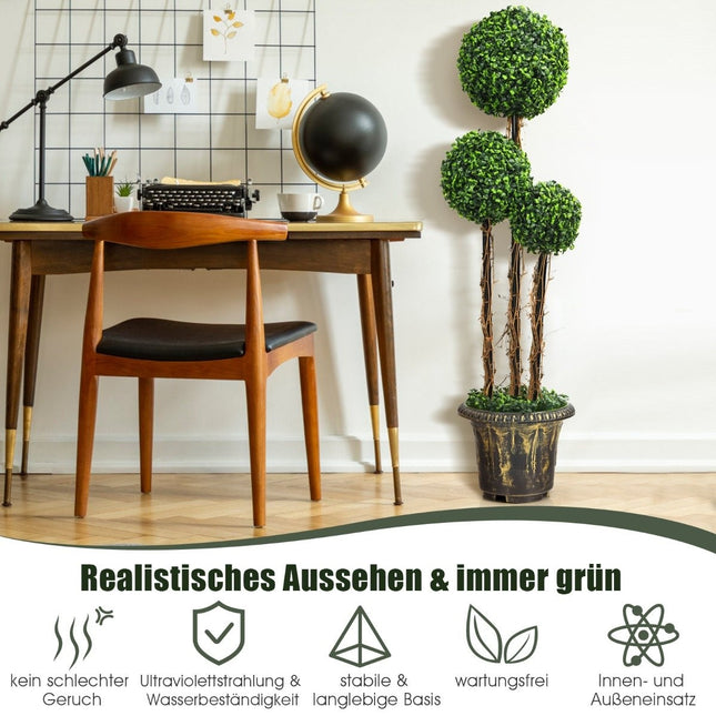 115 cm artificial plant with pot & 3 balls artificial tree, artificial decorative plant, green plants