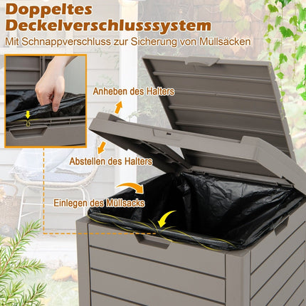 118L Outdoor Trash Can with Lid & Liquid Tray
