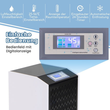118 L/day dehumidifier commercial construction dryer with drain hose 24H timer and 4 wheels