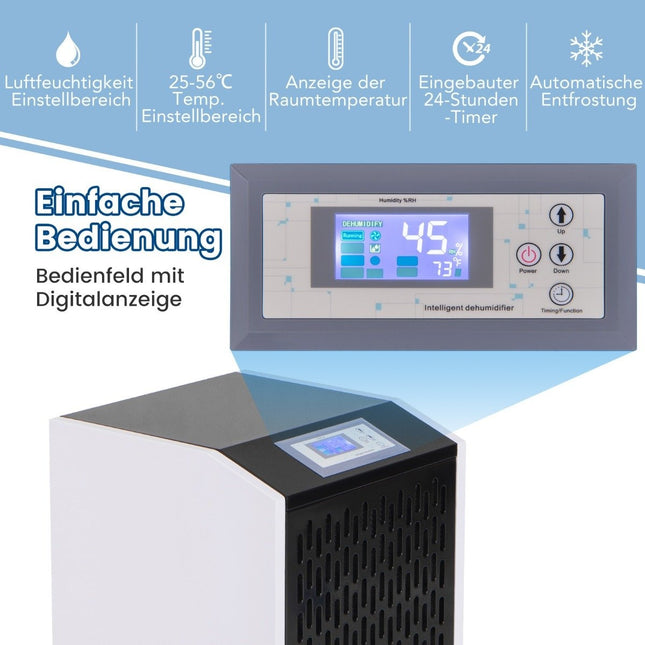 118 L/day dehumidifier commercial construction dryer with drain hose 24H timer and 4 wheels
