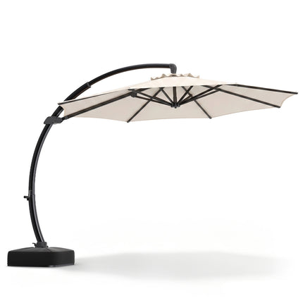 11 Ft Cantilever Patio Umbrella, 360 Rotation, Beige