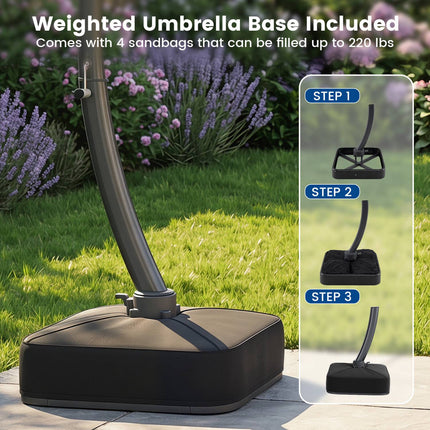 11 Ft Cantilever Patio Umbrella, 360 Rotation, Gray