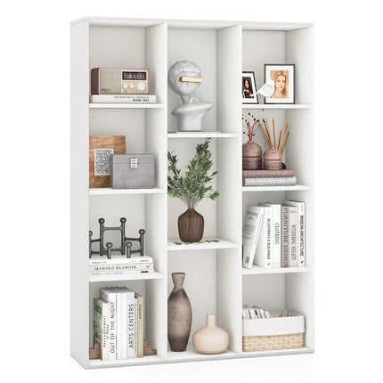 11-Shelf White Bookcase, 74x24x106 cm, Freestanding