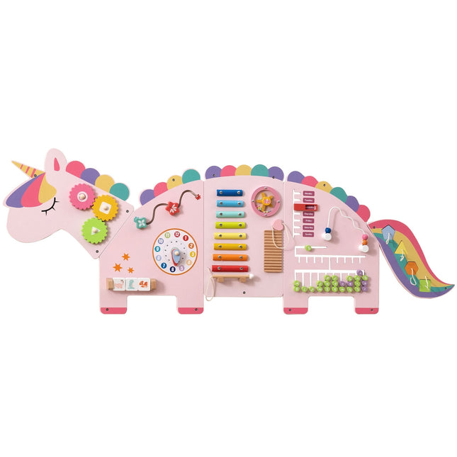 11-in-1 Unicorn Activity Wall for Toddlers, Montessori Sensory Board