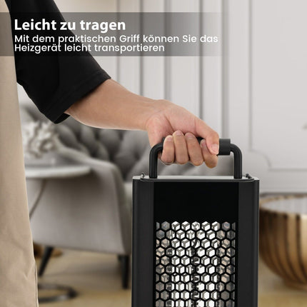 Vrijstaande kachel 1200W met kantel- en oververhittingsbeveiliging, elektrische kachel van aluminium, terrasverwarmer, waterdicht