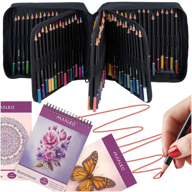 120-Color Crayon Art Set with Sketchbook & Case