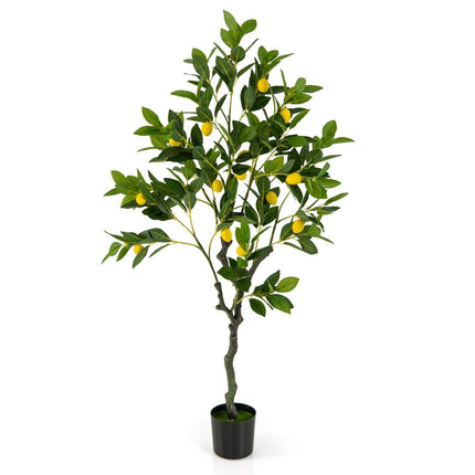 120 cm Artificial Lemon Tree with Pot & 18 Lemon Lime Tree Artificial Plant Citrus Plant
