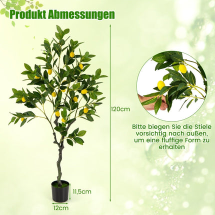 120 cm Artificial Lemon Tree with Pot & 18 Lemon Lime Tree Artificial Plant Citrus Plant