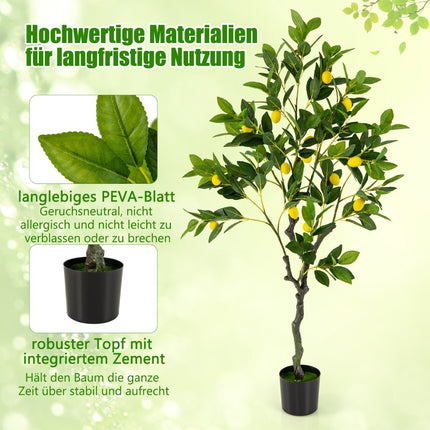 120 cm Artificial Lemon Tree with Pot & 18 Lemon Lime Tree Artificial Plant Citrus Plant