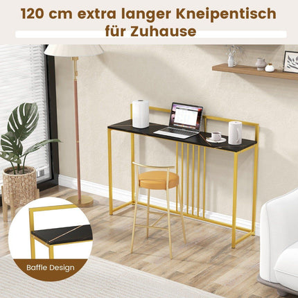 120 cm Console Table with Marble Look & Gold Metal Frame Modern Hallway Table Black