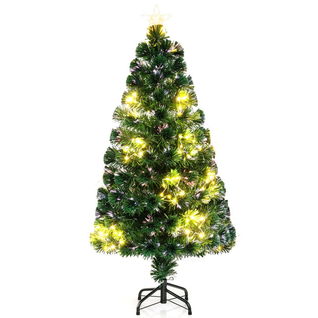 120cm Fiber Optic Christmas Tree with Lights, PVC, Stable Base