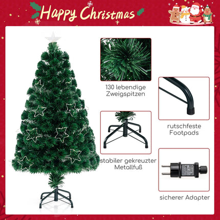 120cm Fiber Optic Christmas Tree with Lights, PVC, Stable Base